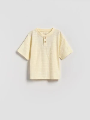 Reserved - Bawełniany t-shirt - jasnożółty