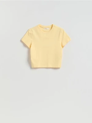 Reserved - Bawełniany t-shirt - jasnożółty