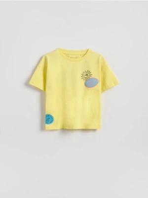 Reserved - Bawełniany t-shirt - jasnożółty