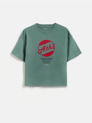 Reserved - Bawełniany t-shirt - jasny zielony