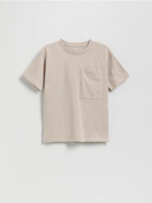 Reserved - Bawełniany t-shirt - kremowy