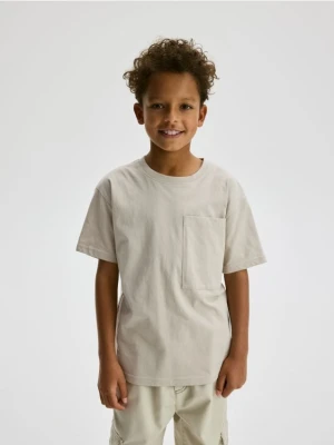 Reserved - Bawełniany t-shirt - kremowy