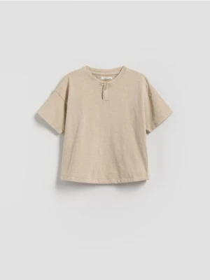 Reserved - Bawełniany t-shirt - kremowy