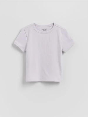 Reserved - Bawełniany t-shirt - lawendowy