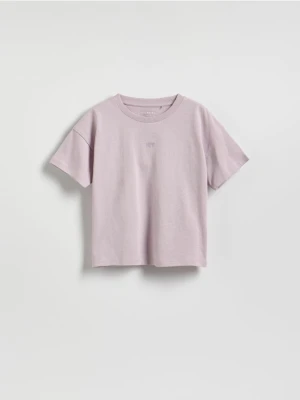 Reserved - Bawełniany t-shirt - lawendowy