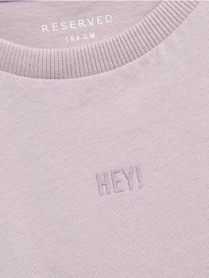 Reserved - Bawełniany t-shirt - lawendowy