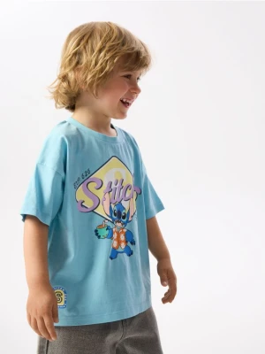 Reserved - Bawełniany t-shirt Lilo i Stitch - jasnoniebieski