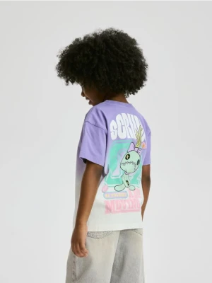 Reserved - Bawełniany t-shirt Lilo i Stitch - lawendowy