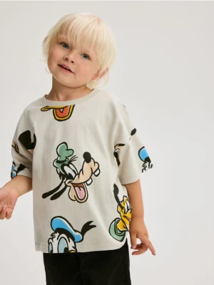 Reserved - Bawełniany t-shirt Mickey Mouse - jasnoszary