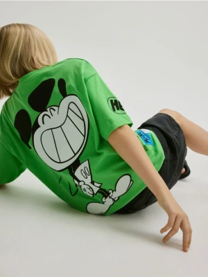 Reserved - Bawełniany t-shirt Mickey Mouse - jasnozielony