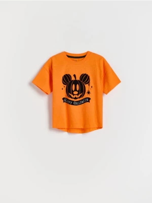 Reserved - Bawełniany t-shirt Mickey Mouse - pomarańczowy