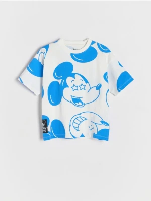 Reserved - Bawełniany t-shirt Mickey Mouse - złamana biel