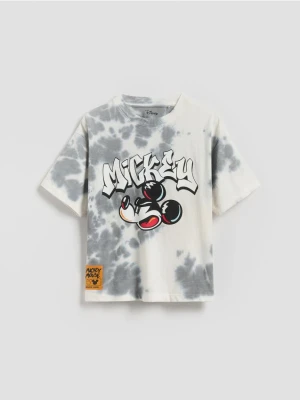 Reserved - Bawełniany t-shirt Mickey Mouse - złamana biel
