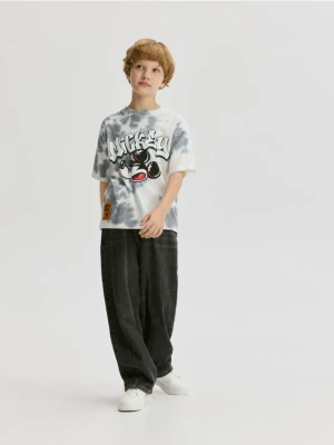 Reserved - Bawełniany t-shirt Mickey Mouse - złamana biel