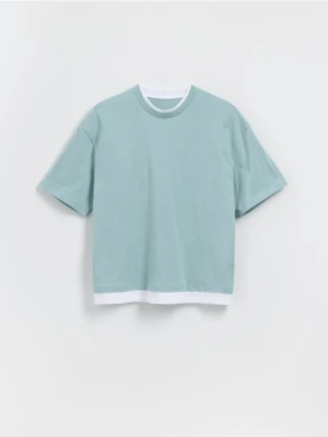 Reserved - Bawełniany t-shirt - miętowy