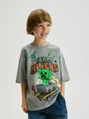 Zdjęcie produktu Reserved - Bawełniany t-shirt Minecraft - ciemnoszary