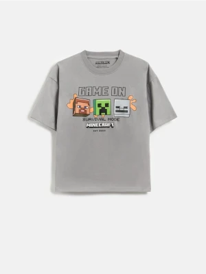 Reserved - Bawełniany t-shirt Minecraft - ciemnoszary
