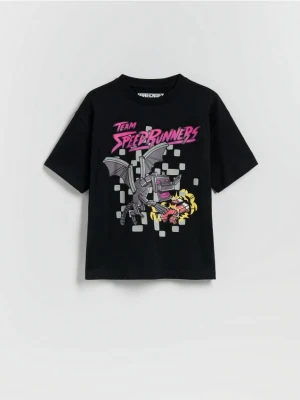 Reserved - Bawełniany t-shirt Minecraft - czarny