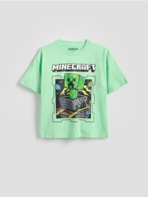 Reserved - Bawełniany t-shirt Minecraft - jasnozielony