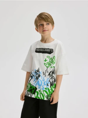 Reserved - Bawełniany t-shirt Minecraft - złamana biel