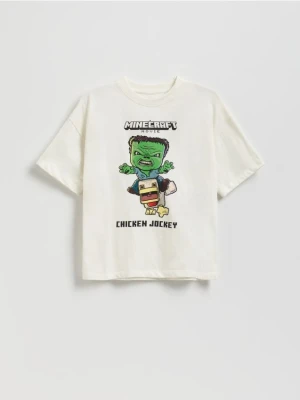 Reserved - Bawełniany t-shirt Minecraft - złamana biel