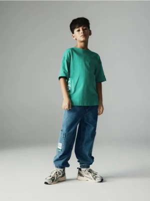 Reserved - Bawełniany t-shirt - morski