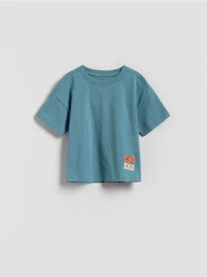 Reserved - Bawełniany t-shirt - niebieski