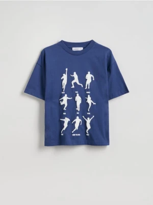 Reserved - Bawełniany t-shirt - niebieski