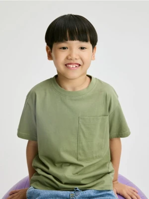 Reserved - Bawełniany t-shirt - oliwkowy