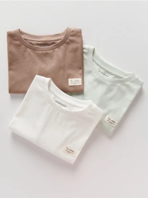 Reserved - Bawełniany t-shirt oversize 3 pack - brązowy