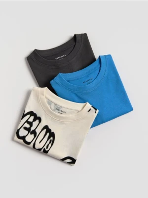 Reserved - Bawełniany t-shirt oversize 3 pack - ciemnoszary