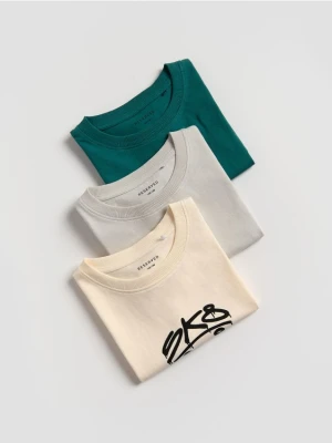 Reserved - Bawełniany t-shirt oversize 3 pack - jasnoszary