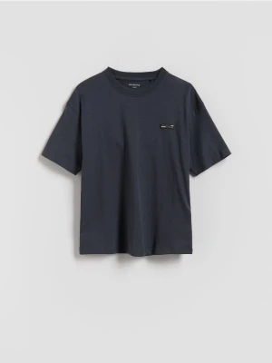 Reserved - Bawełniany t-shirt oversize - brązowy