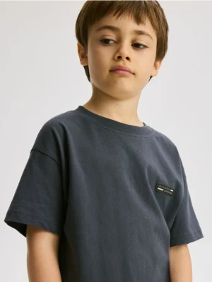 Reserved - Bawełniany t-shirt oversize - brązowy