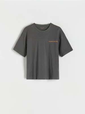Reserved - Bawełniany t-shirt oversize - ciemnoszary