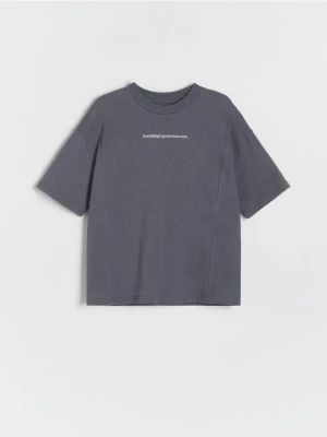 Reserved - Bawełniany t-shirt oversize - ciemnoszary