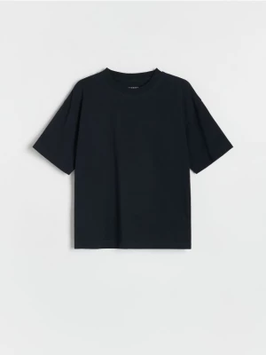 Reserved - Bawełniany t-shirt oversize - czarny