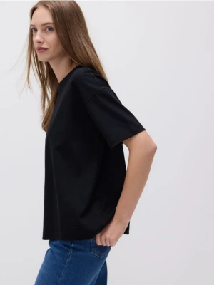 Reserved - Bawełniany t-shirt oversize - czarny