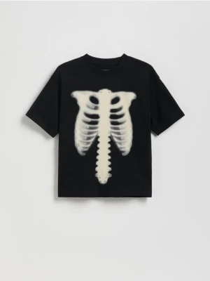 Reserved - Bawełniany t-shirt oversize - czarny