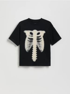 Reserved - Bawełniany t-shirt oversize - czarny