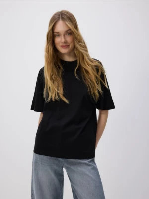 Reserved - Bawełniany t-shirt oversize - czarny