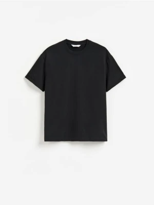 Reserved - Bawełniany t-shirt oversize - czarny