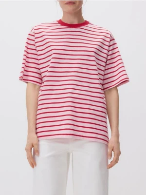 Reserved - Bawełniany t-shirt oversize - czerwony