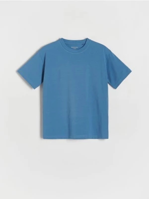 Reserved - Bawełniany t-shirt oversize - granatowy