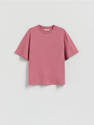 Reserved - Bawełniany t-shirt oversize - jasnofioletowy