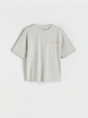 Reserved - Bawełniany t-shirt oversize - jasnoszary