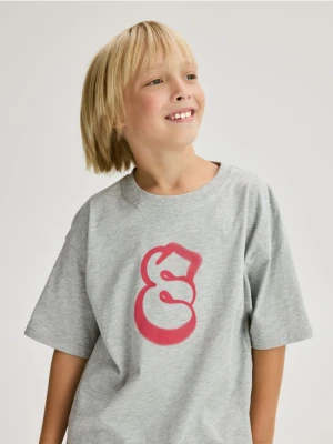 Reserved - Bawełniany t-shirt oversize - jasnoszary