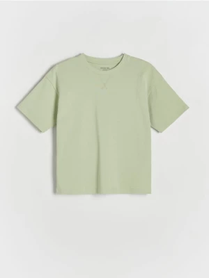Reserved - Bawełniany t-shirt oversize - jasnozielony