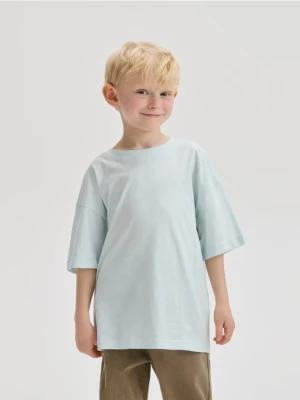 Reserved - Bawełniany t-shirt oversize - jasnozielony