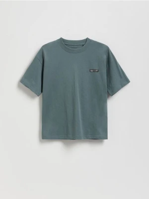 Reserved - Bawełniany t-shirt oversize - kremowy